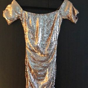 Metallic Gold Sequin Midi Dress